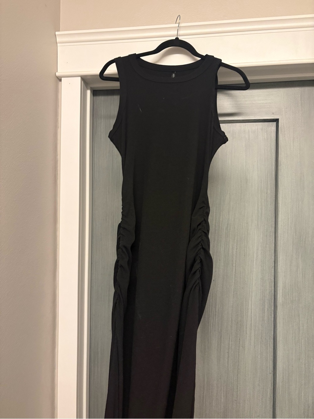 Sleeveless Black Maxi Dress with Side Ruching